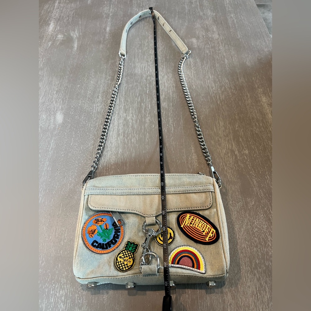 Rebecca Minkoff Mini MAC light denim patches crossbody purse Chain Strap Bag. - Picture 11 of 16